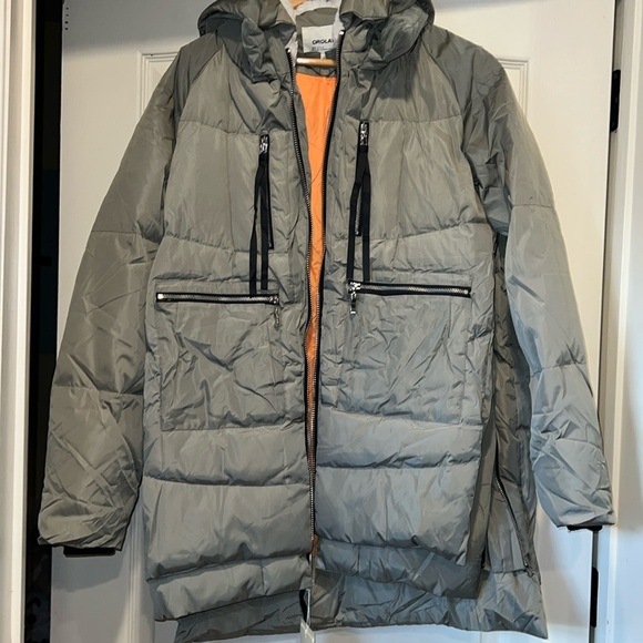 NWT The Viral Orolay Universe Classics Women’s Down Jacket in Olive and Orange - Picture 4 of 12